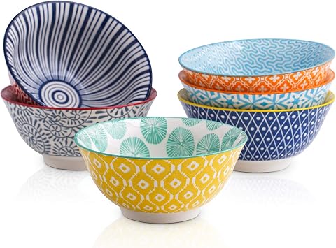 Selamica Porcelain Ice Cream Bowls Set of 6, Small Bowls, Assorted Colors