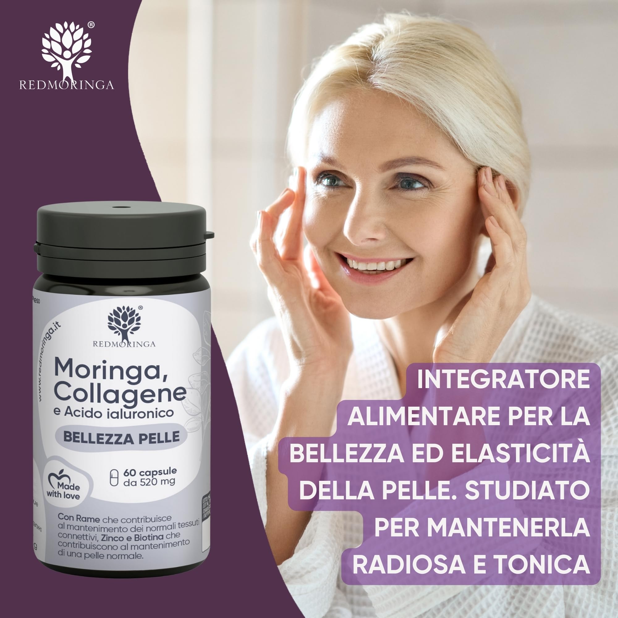 Cofanetto Regalo Donna Kit Skincare Viso Completo | Skincare Kit con Crema Viso, Siero Anti-rughe, Integratore Collagene | Idea Regalo Donne Set Skincare Redmoringa | L'unico IN & OUT