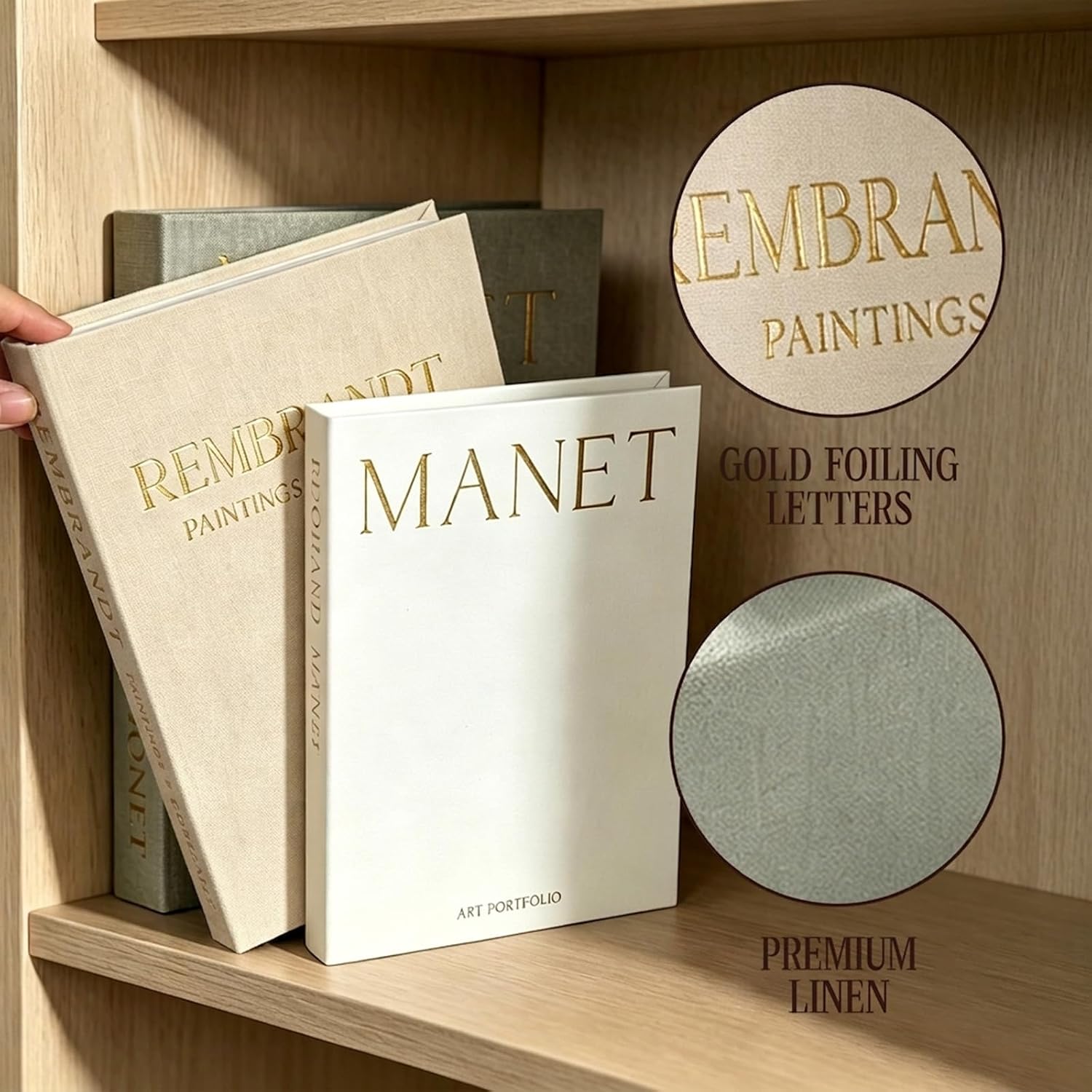 Beautiful Decorative Books, Set of 3 Linen Faux Book Boxes, Sage Fake Book Boxes with Hidden Storage Room for Photos & Keepsakes, Styling Decor for Coffee Tables, Shelves, & Mantels