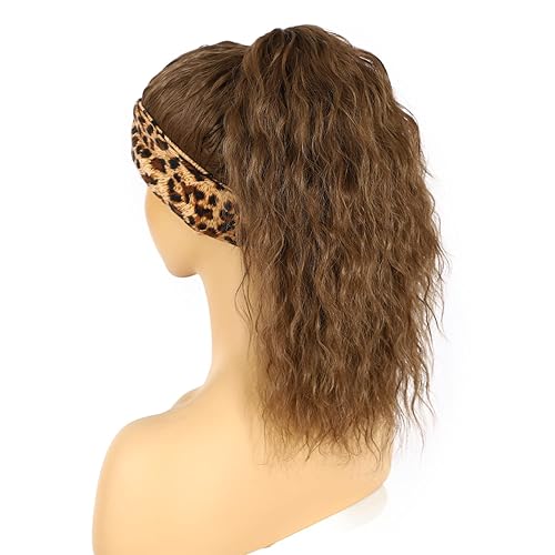 Miniatura 8 de SOMIARIK Peluca de diadema marrón claro, pelucas sueltas y rizadas para mujeres negras, peluca sintética rizada con diadema natural, sin pegamento,