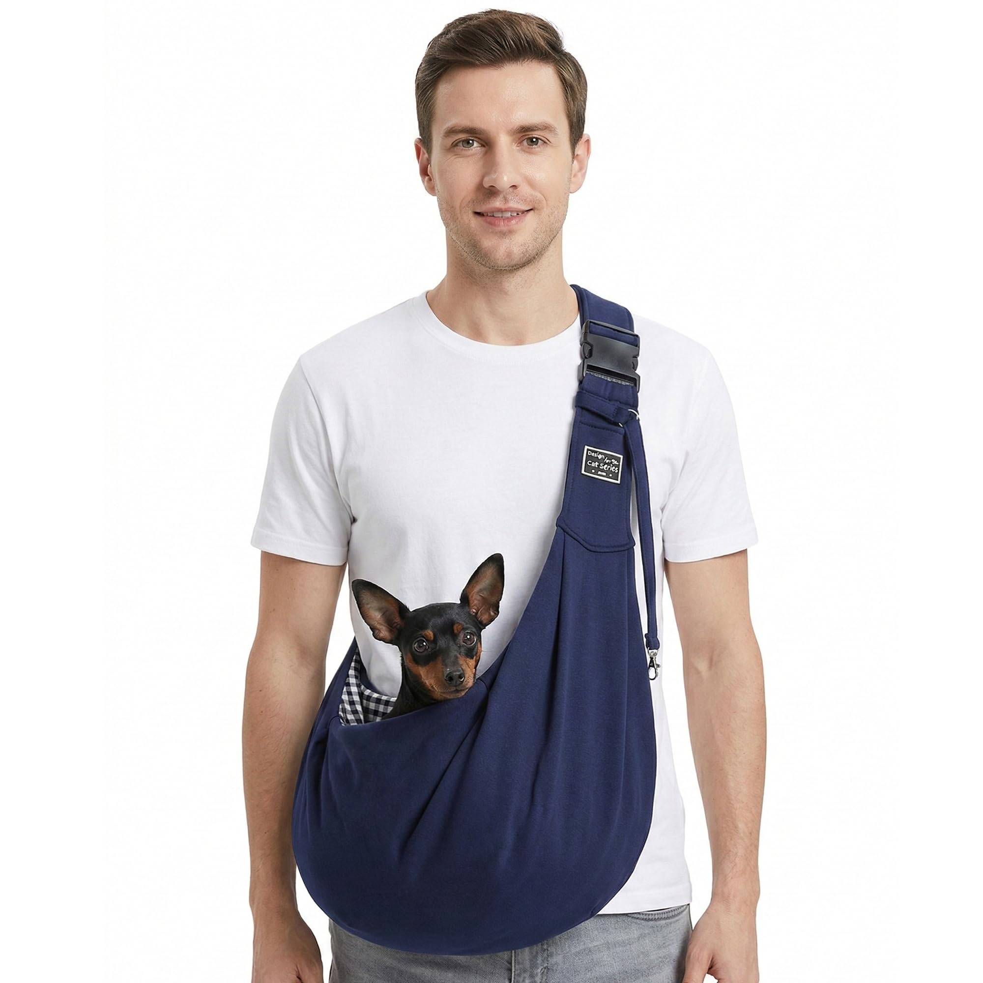 ALLSOPETS Borsa da Viaggio per Cani Borsa per Gatto Piccola Taglia con Tasca Portaoggetti Marsupio per Cane Borsa Portatile per Trasportini per Animali per Cani o Gatti Piccola (Blu Mezzanotte)
