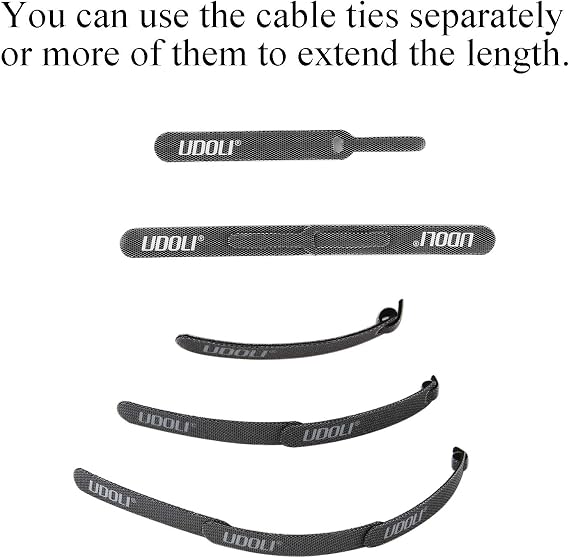 50 PCS Reusable Cable Ties, Fastening Wire Management Straps, Cord Tapes Wraps Rope Holder, Update Cable Organizer Tool Perfect for Home, Office and Workshop Hook and Loop (Black)