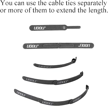 50 PCS Reusable Cable Ties, Fastening Wire Management Straps, Cord Tapes Wraps Rope Holder, Update Cable Organizer Tool Perfect for Home, Office and Workshop Hook and Loop (Black)