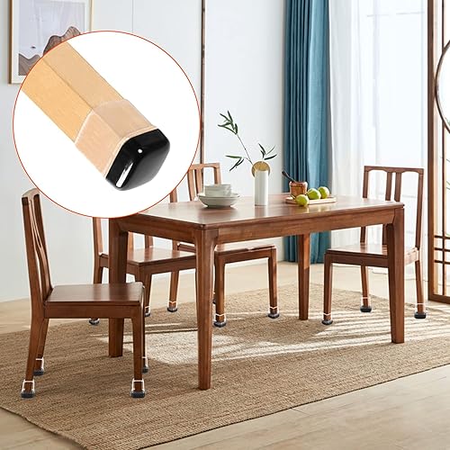 Miniatura 6 de Ezprotekt 24 deslizadores de silla para alfombra, deslizadores de silla cuadrados para alfombra, almohadillas de teflón para muebles, tapas
