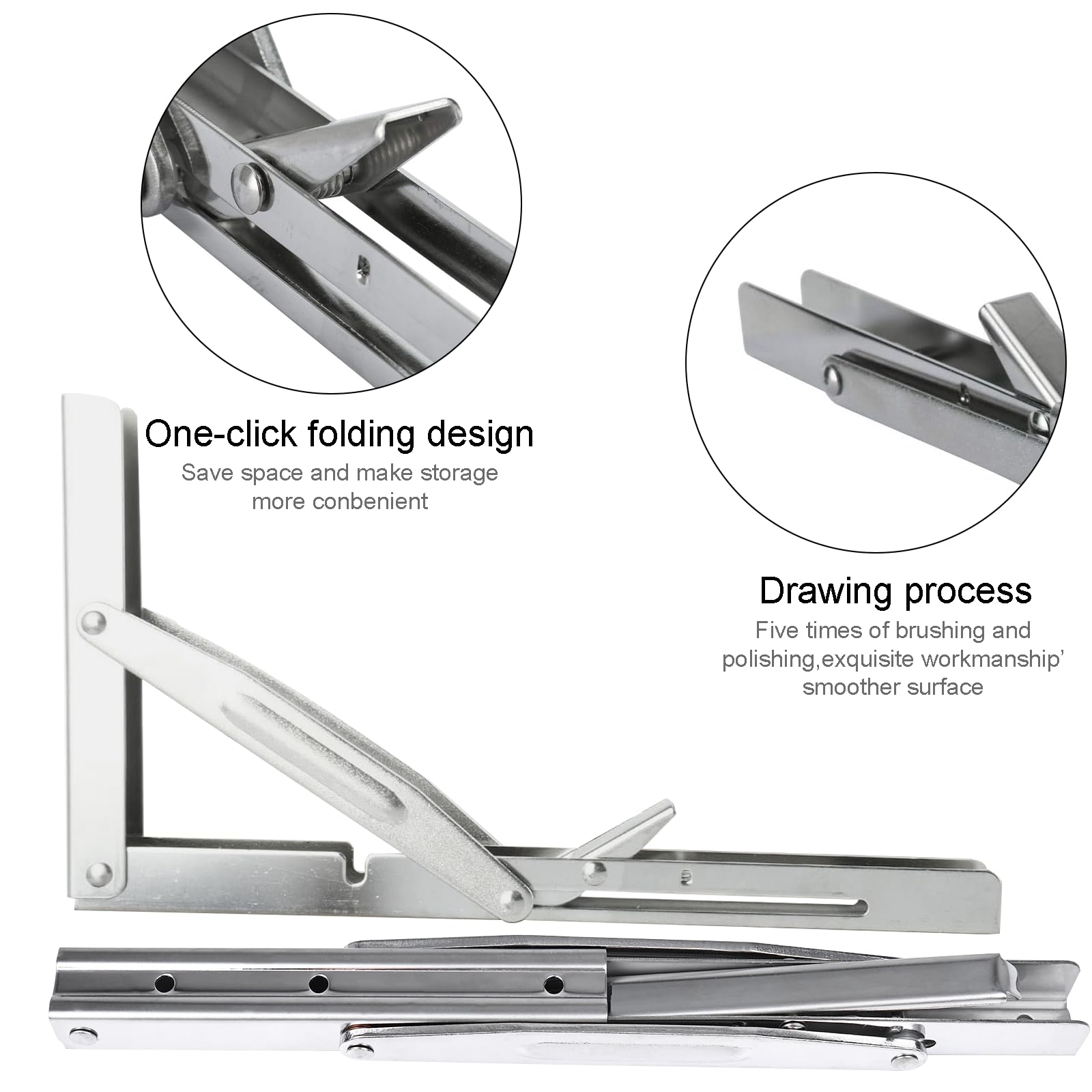 ANTEISI Small Table Leaf Hinges,12 In Stainless Steel Folding Wall - Foto 2