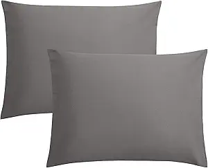 FLXXIE Microfiber Pillow Cases Standard Size, Soft Pillowcases with Envelope Closure, Wrinkle, Stain Resistant Pillow Covers, 20x26, Dark Grey