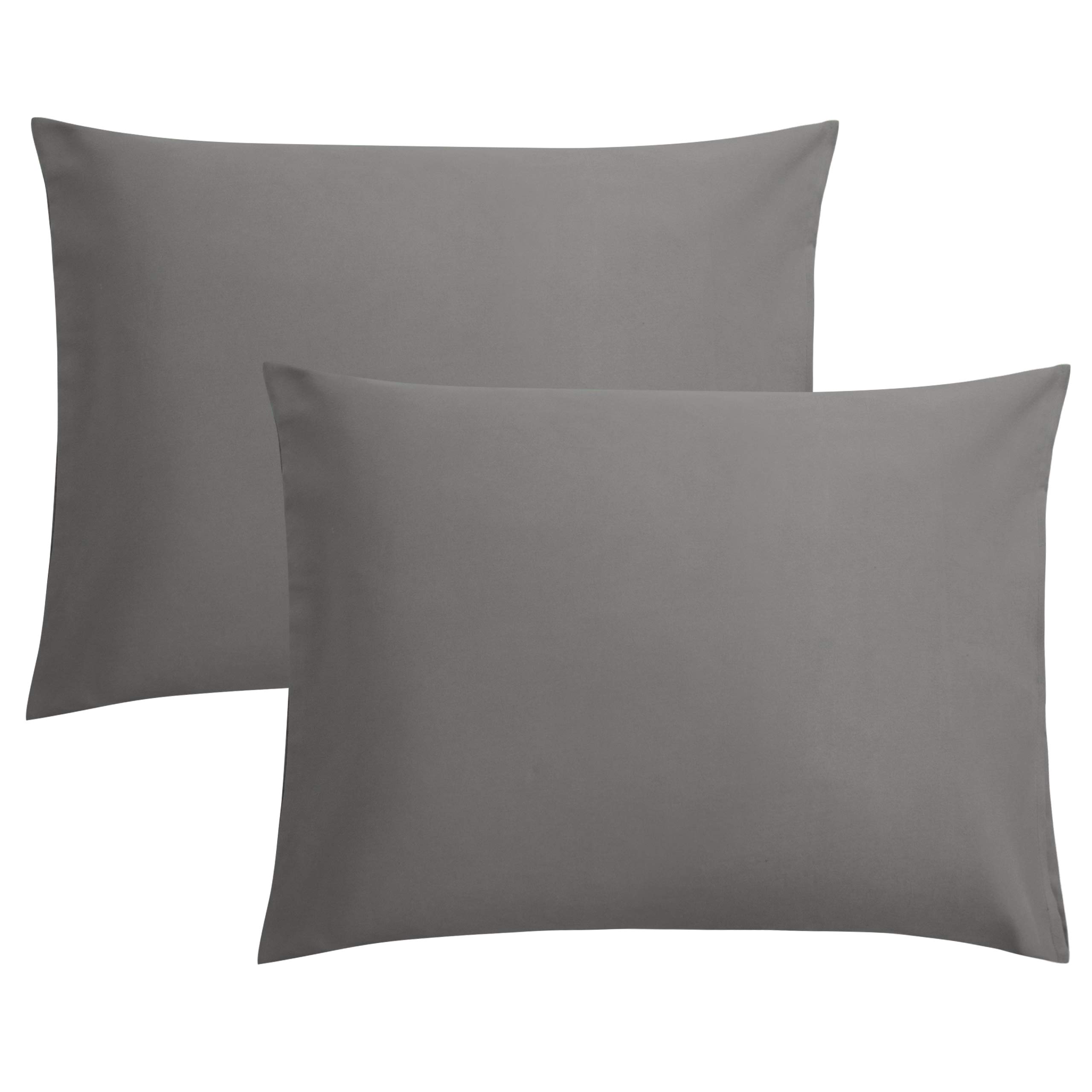 FLXXIE 2-Pack Microfiber Standard Pillow Cases, Envelope Style, Dark Grey