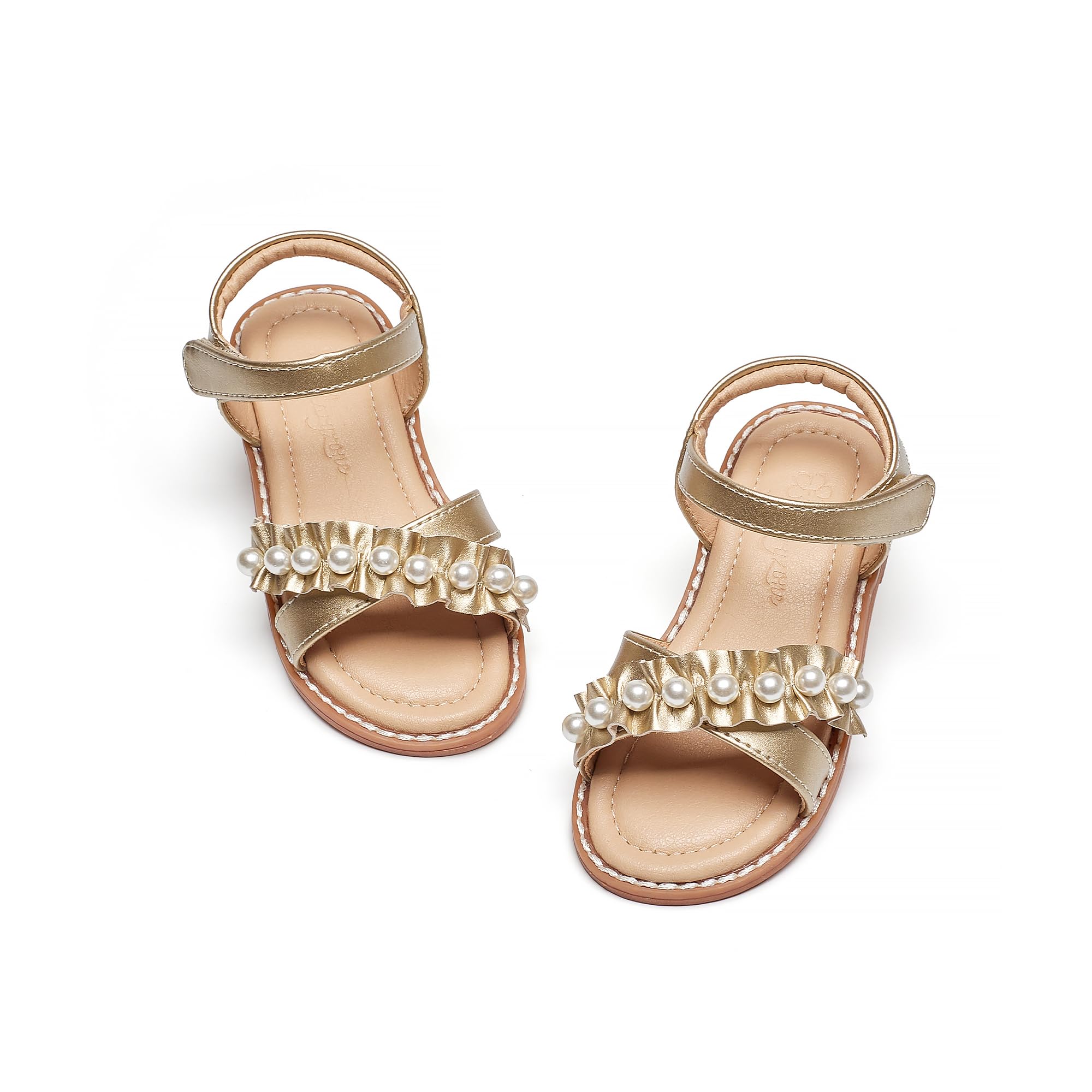 Flaryzone Toddler Girls Sandals Open Toe Flats Flower Girl Dress Shoes