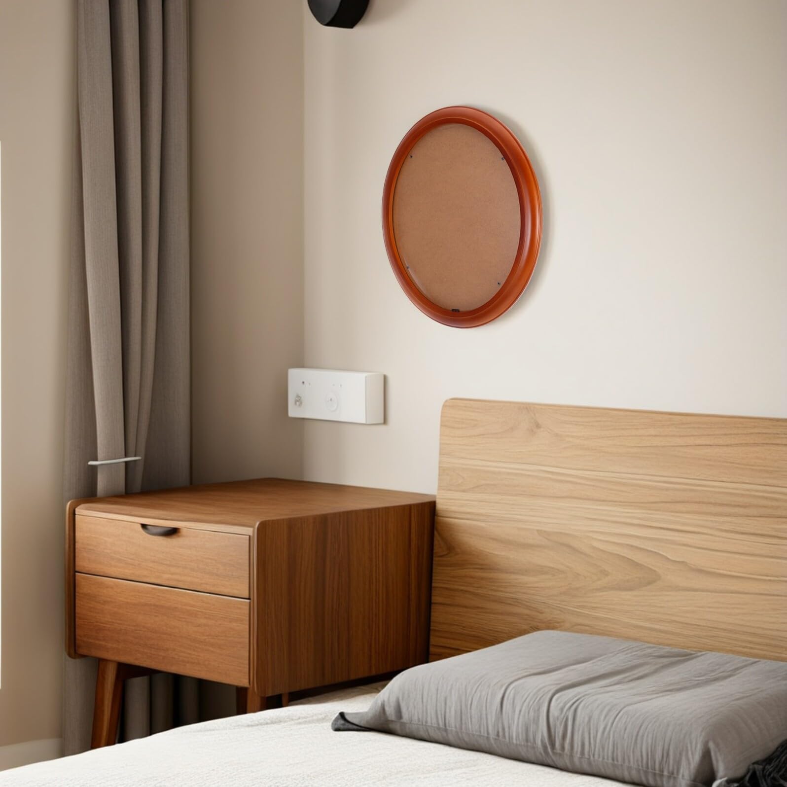 Veemoon Cornice Ovale in Legno Massello 12 Pollici da Parete, Cornice per Foto Appesa, Portafoto Decorativo per Soggiorno e Camera da Letto