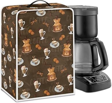 Cover for Small Kitchen Appliance Accessories Coffee Print Espresso Machine Dust Cover Fits for Most Standara Coffee Machine Coffee Maker Protection Cover Washable Decor Covers