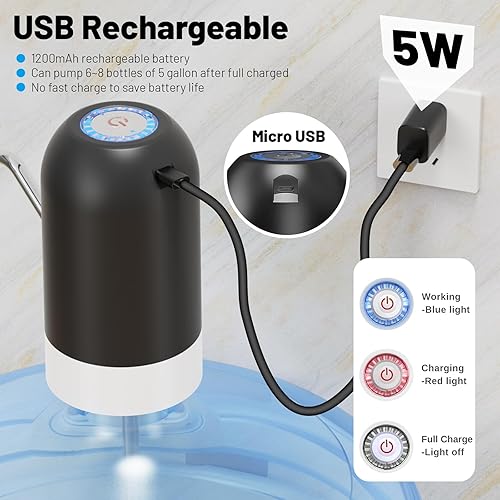 Miniatura 8 de Dispensador de agua Myvision para botella de 5 galones, bomba de agua eléctrica portátil de carga USB, bomba de jarra de agua potable para el hogar