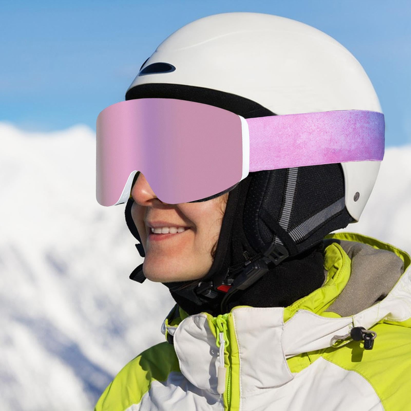 Generisch Skibrille Damen – Snowboard Brille für Brillenträger, Magnetische | Skibrille | Schützendes Skizubehör, Snowboardbrille, Antibeschlag, UV400-Schutz für Skifahren, Schneemobilfahren, Bergsteigen