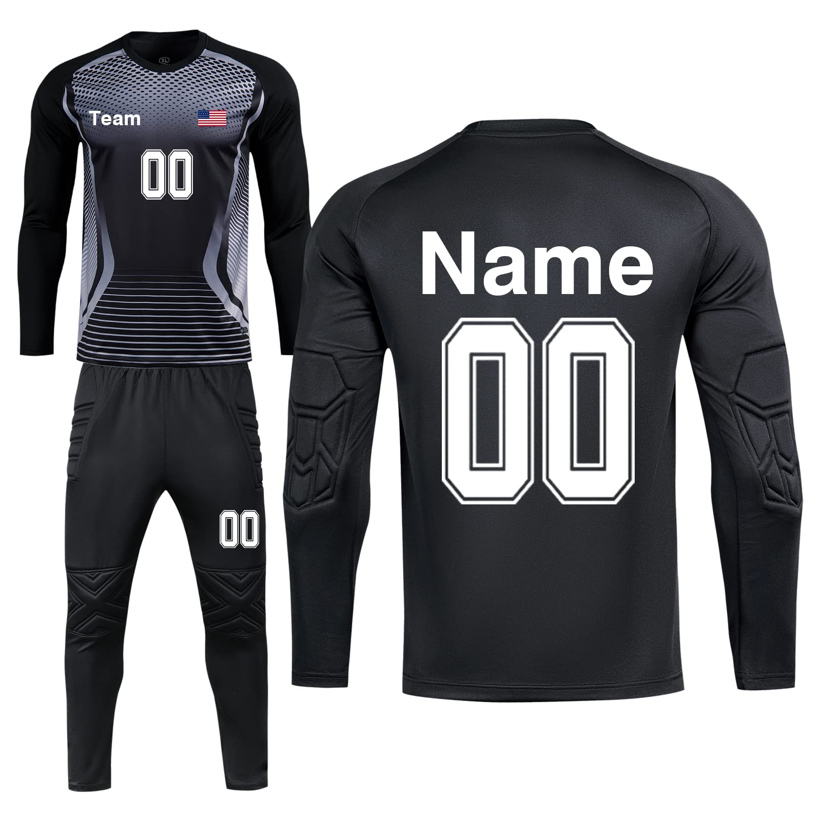 Custom Goalkeeper Jersey Soccer for Adult/Kids Personalized Goalie Jersey Youth Adults with Name Team Number Logo Black