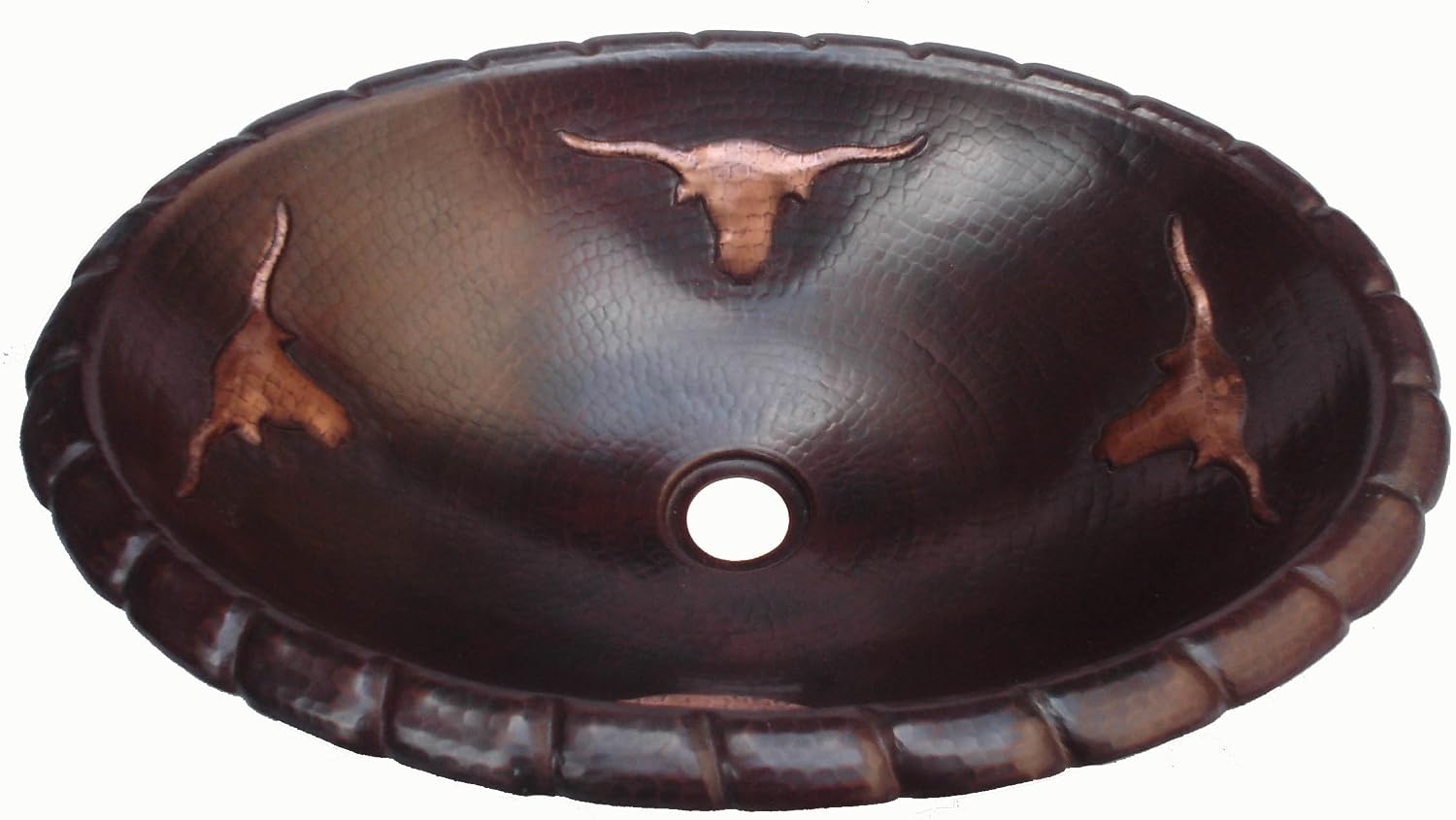 Mexican Bathroom Copper Oval Sink Hand hammered Bulls Design