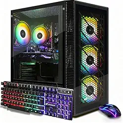 STGAubron Computador desktop para jogos, Radeon RX 590 8G, Intel Core i7 até 3,9 G, 32 GB RAM, SSD de 1 TB, WiFi 600M, BT 5.0, Ventilador RGB x4, Windows 11 Home