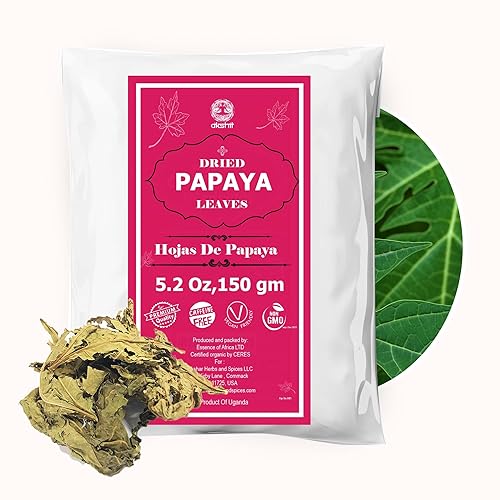 Miniatura 1 de Akshit Hojas de papaya secas, 100% hojas de papaya verde, té de hojas, 5.2 onzas, sin aditivos, sin OMG, perfectas para té, extracto de hojas.