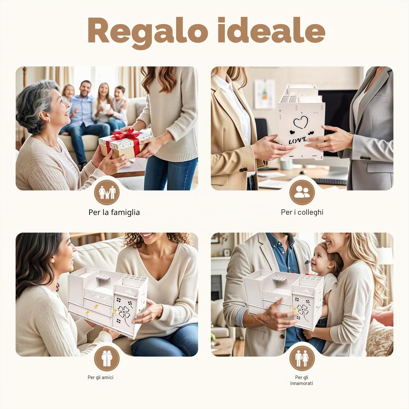 Organizer per trucchi, contenitore per cosmetici, con 2 cassetti e specchi, per trucchi, per cosmetici