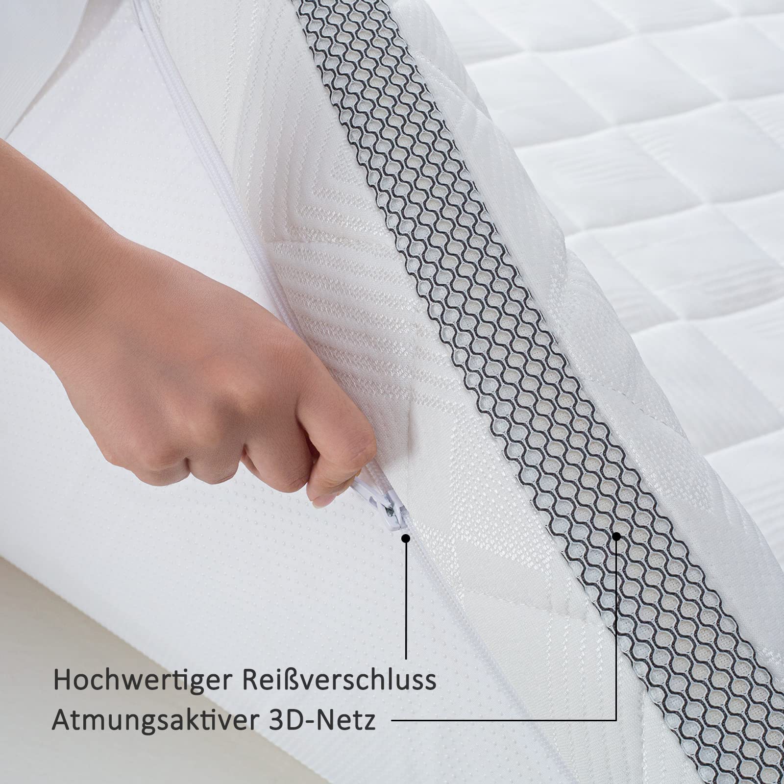 BedStory Topper 180x200cm H5/H6 aus 7,5cm Höhe stüzender Kaltschaumkern, atmungsaktive 3D-Netz Bezug, Bequeme Matratzentopper für Boxspringbett und unbequemem Betten Schlafsofa