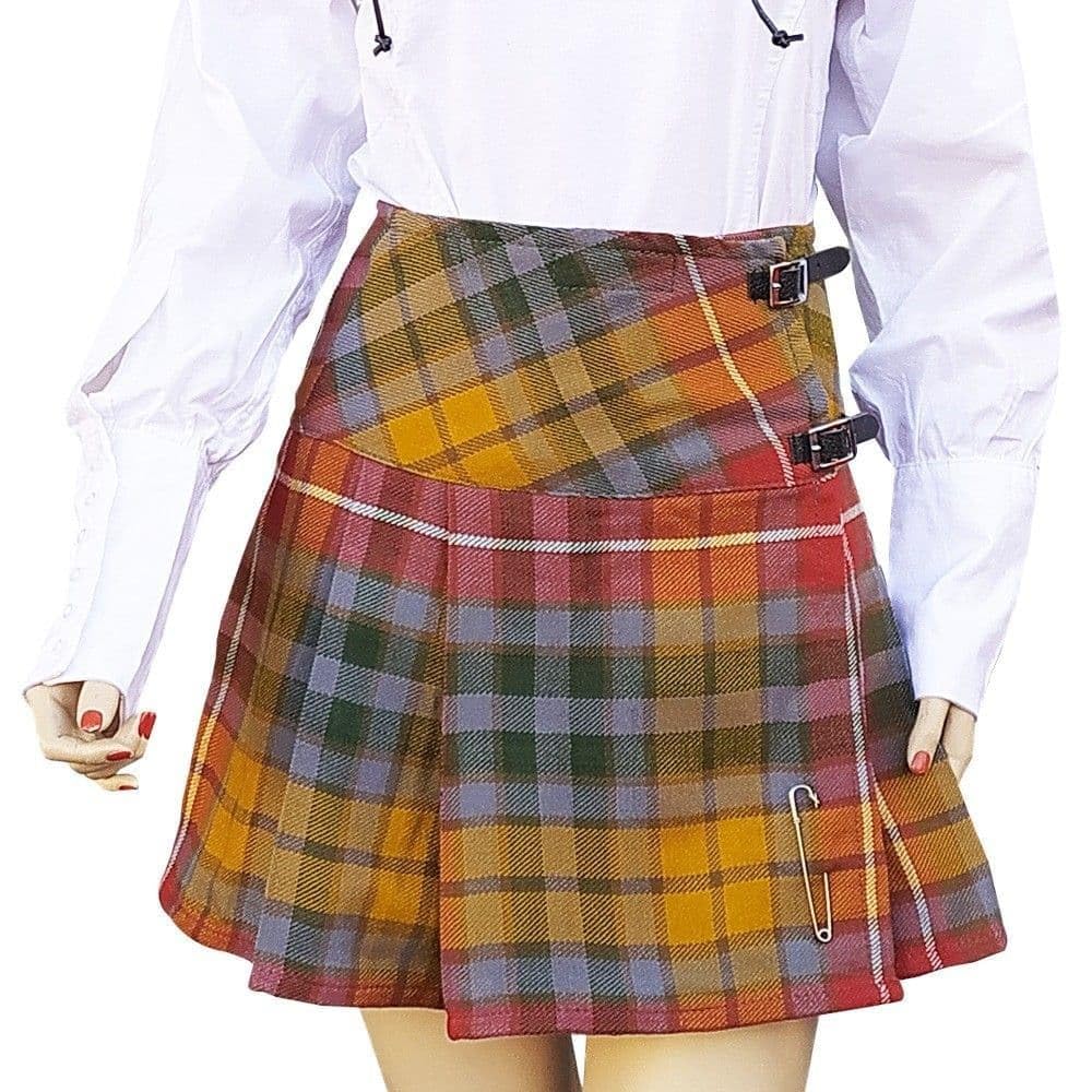 Braw Clans Tartans Women's Buchanan Antique Kilt 16.5 Inch Mini Skirt - Scottish Traditional Tartan Kilts For - Uk Size 12, Orange Kilt