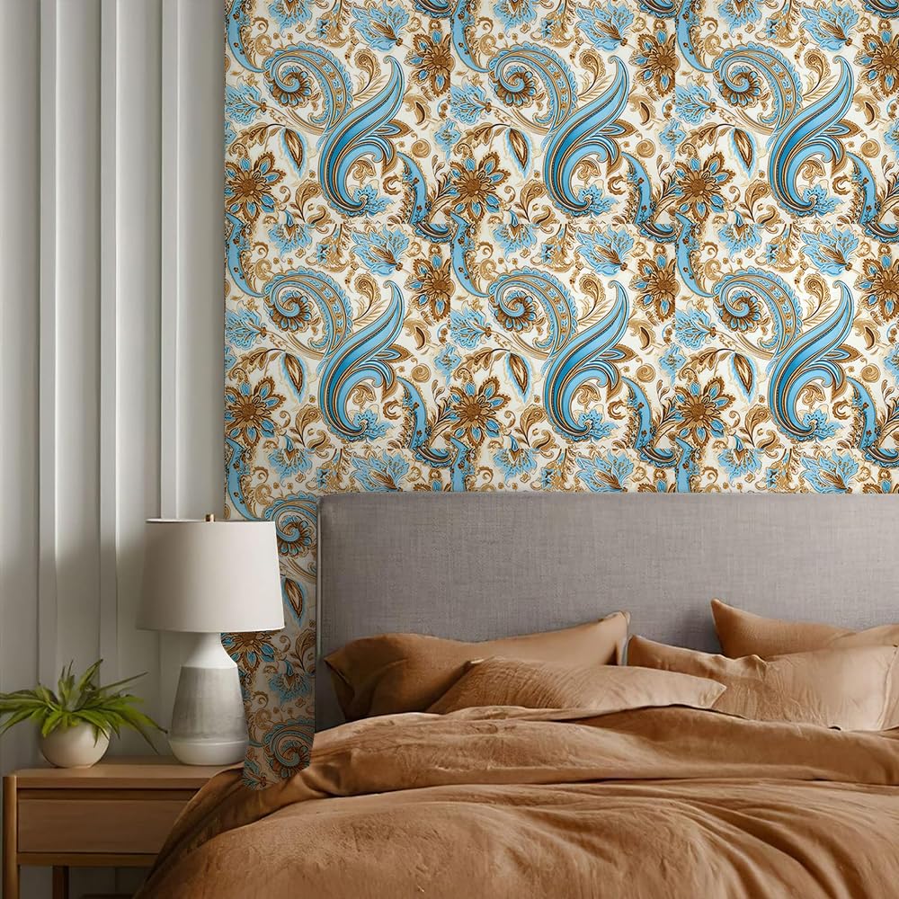 WENMER Papier Peint à Motif Floral Vert Et Blanc, Papier Peint Floral