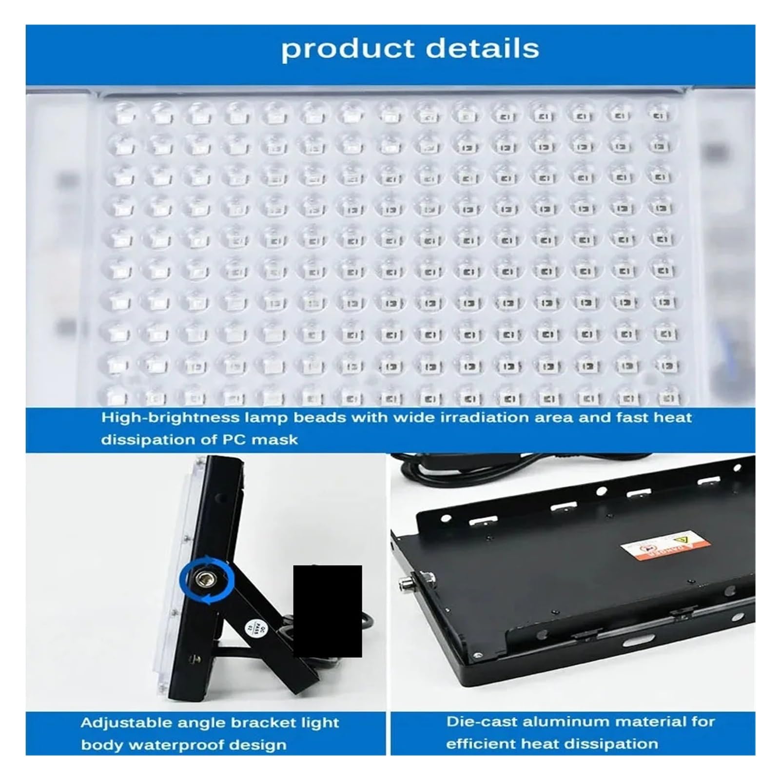 100W 300W LED Blacklight 365nm 395nm 405nm Lampa utwardzająca UV Lampa utwardzająca klej bezcieniowy Zielony olej Żywica Obudowa do utwardzania DIY(395nm,300W)