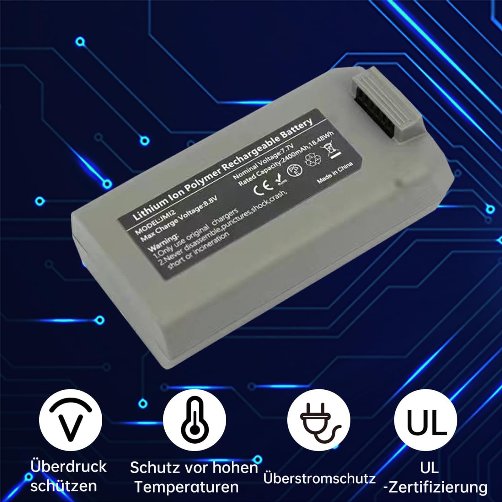 Mini 4K/2/SE Akku 2er-Pack mit Schnellladestation, 2400mAh, 7,7V 31Minuten Flugzeit, wiederaufladbarer Akku für DJI Mini 2 SE/Mini 4K Drohne