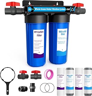 Whole House Water Filter System, 2-Stage Home Water Filtration with GAC & KDF, 3/4"