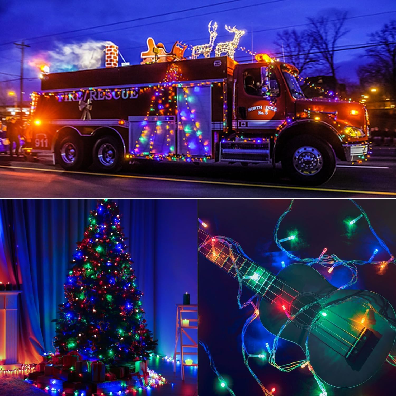 JXLEDAYY 200 FT 500 LED Christmas Lights Outdoor Fairy Lights Plug in Extra Long String Lights Waterproof 8 Modes Timer for Outside House Tree Garden Yard Wedding Party Decorations-Multicolored