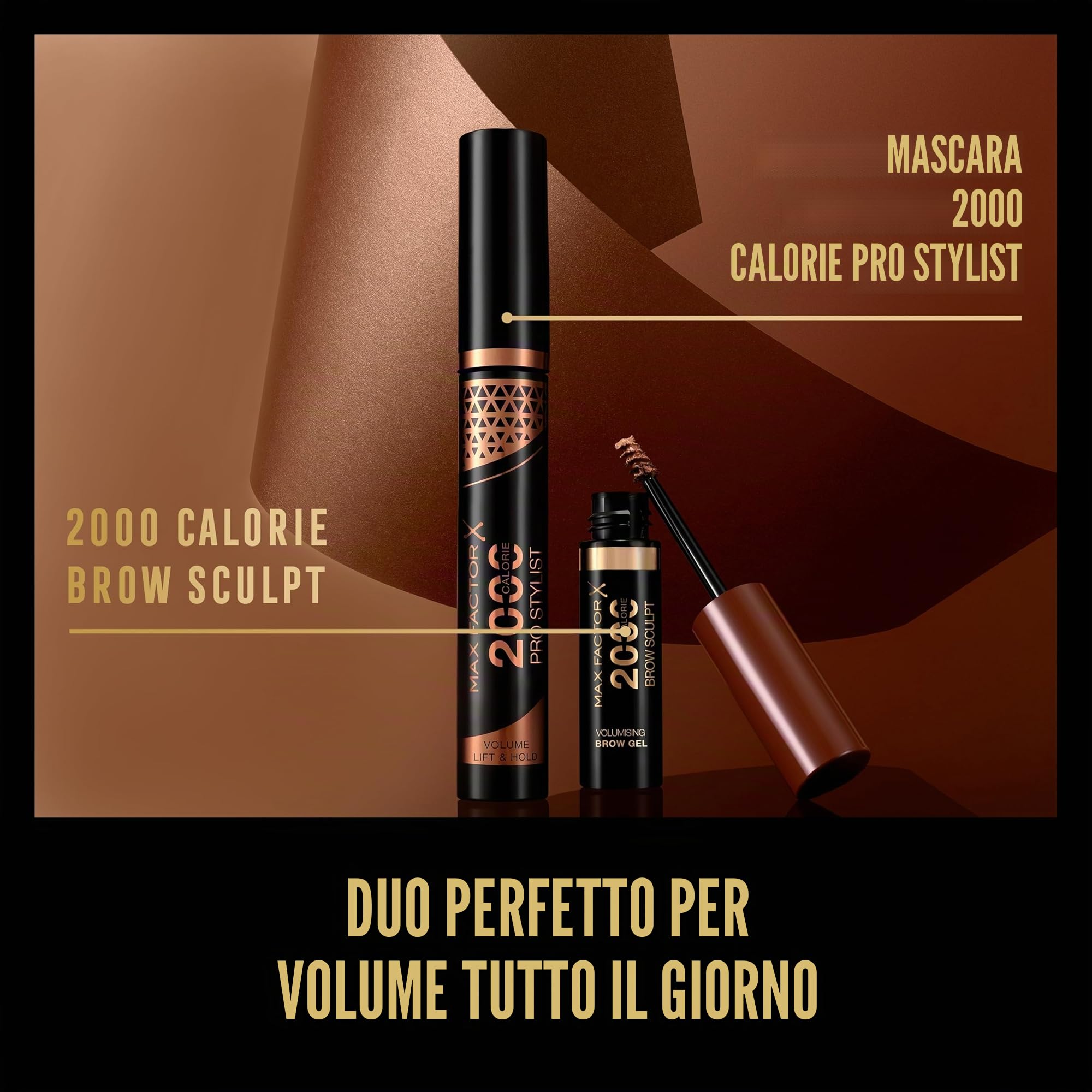 Max Factor 2000 Calorie Gel per sopracciglia, a lunga tenuta, sopracciglia più folte e voluminose, waterproof, non sbava, modella e accentua, 5 tonalità, 002 Soft Brown, 4,5 ml