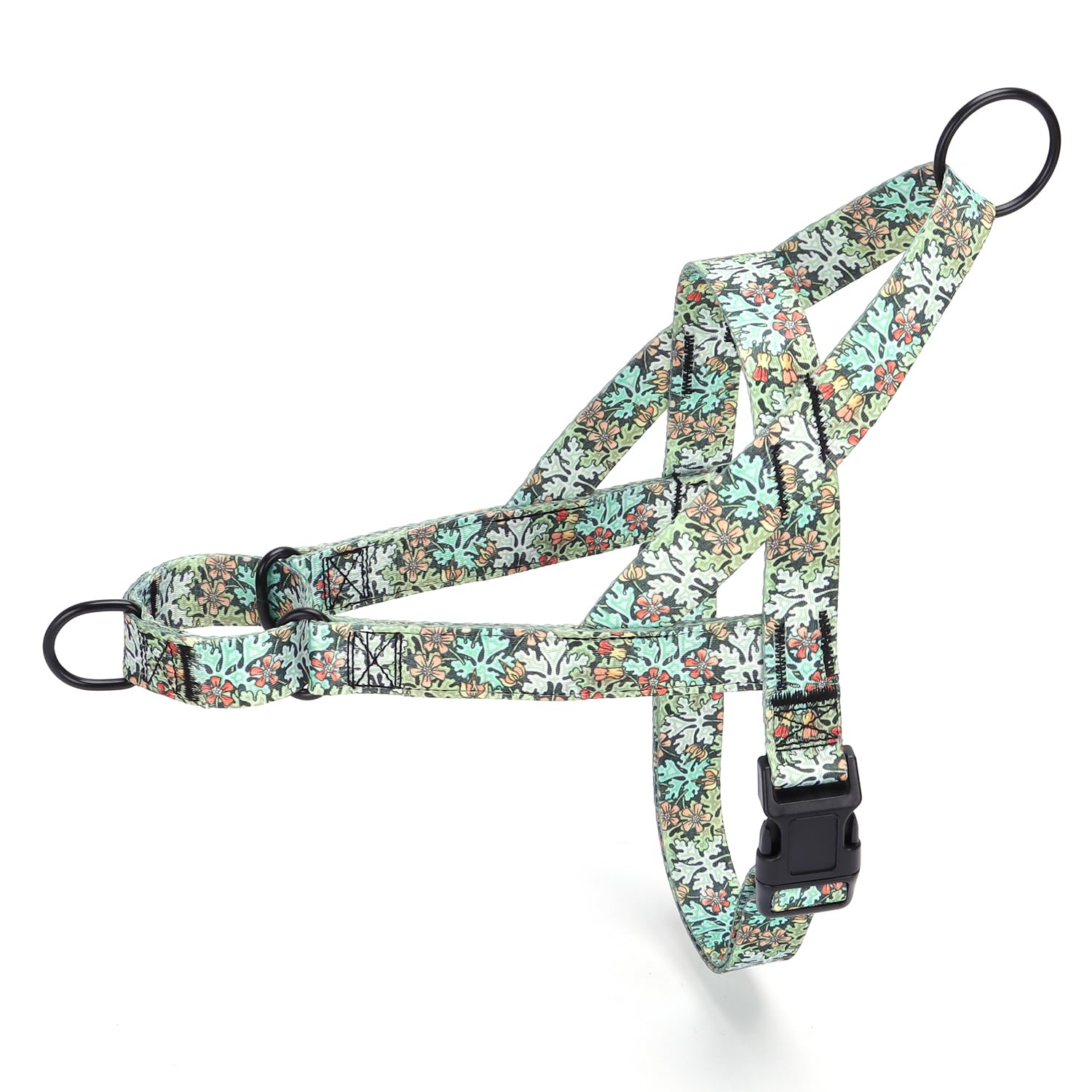 haoyueer No Pull Dog Harness for Easy Walk, Floral Pattern Female Safety Nylon Training Collar for Puppy Small, Medium, and Large Dogs (Green, S)