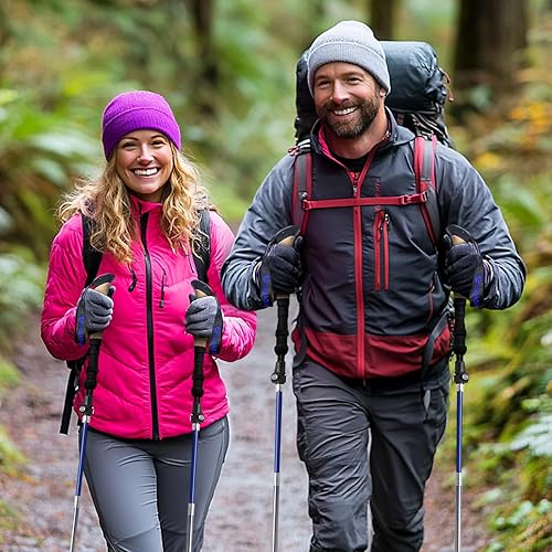 Miniatura 4 de Bastones de senderismo plegables de 14.5 pulgadas para mochileros, ejercicios y viajes, juego de 2 bastones de senderismo plegables nórdicos de