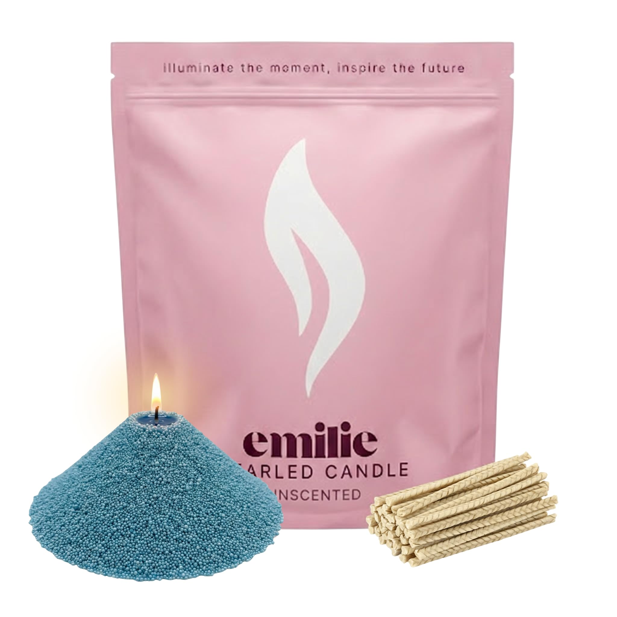 Emilie Pearled Candle 500g/1kg Refillable Wax Pearls – Unscented Candle for Any Container – Pet-Safe, Self-Extinguishing, Plant-Based, Reusable – 30/50 Cotton Wicks (Midnight Teal, 500g)
