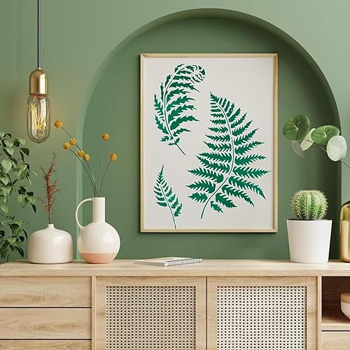 Miniatura 4 de Plantillas gigantes de hojas de helechos de 16.5 pulgadas para pintar en la pared, plantillas de pintura de pared de hojas tropicales grandes para