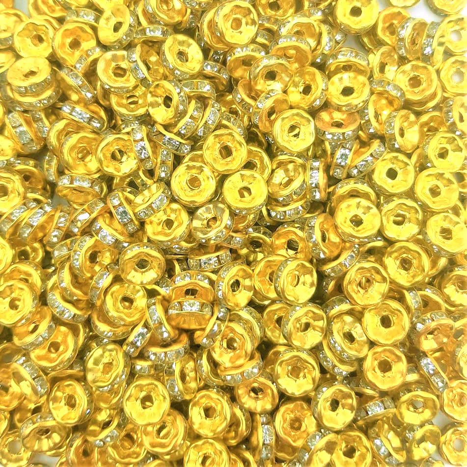 Rhinestone Spacers Beads Golden Plated for Jewellery Making, Designing, Cloth Work & Craft Work 6mm 100 Pieces-image-36