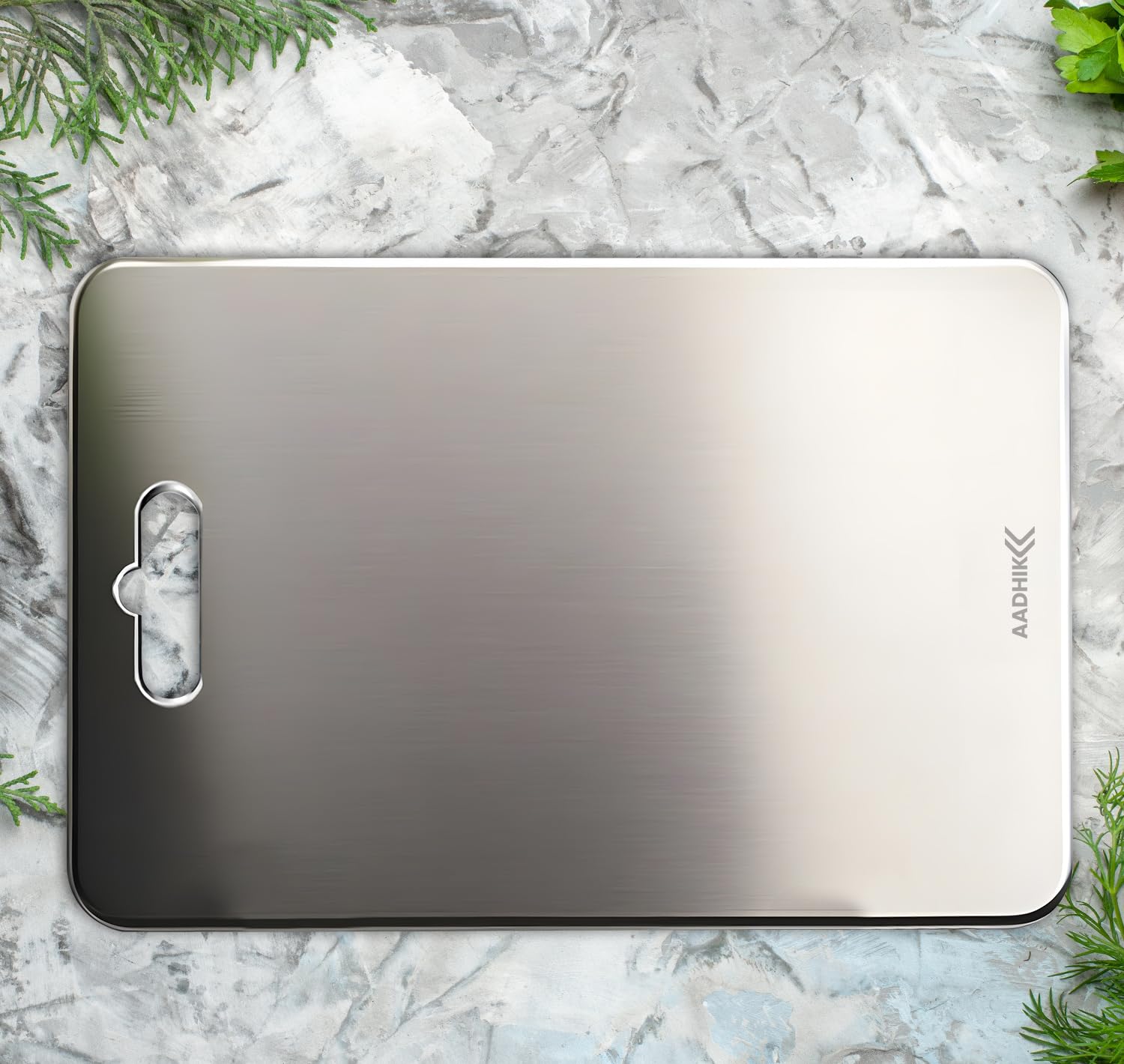 AADHIK Chopping Board Stainless Steel Medium Size Metal Cutting Kitchen,Heavy Duty Choping-Board Vegetable,Fruit Cutter, Meats Vegetable Chopper Boards,Safe Durable -33cm*22cm