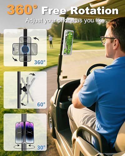 Miniatura 7 de Soporte magnético para carrito de golf con imanes fuertes y correa de seguridad, doble protección, apto para Magsafe iPhoneGalaxyGoogle Pixel,