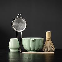 Vista 8 de Set de Batidor Matcha, Set de Matcha Incluye Tazón de Matcha de Cerámica, Batidor de Bambú, Cuchara, Soporte Chasen, Tamiz, Kit de Matcha Perfecto