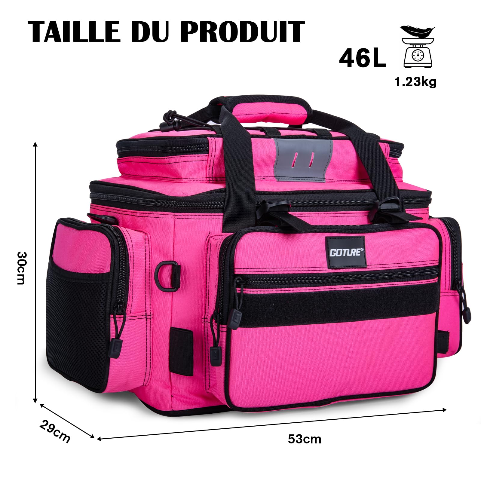 Goture Sac de pêche imperméable, Sangles réglables et Fond antidérapant