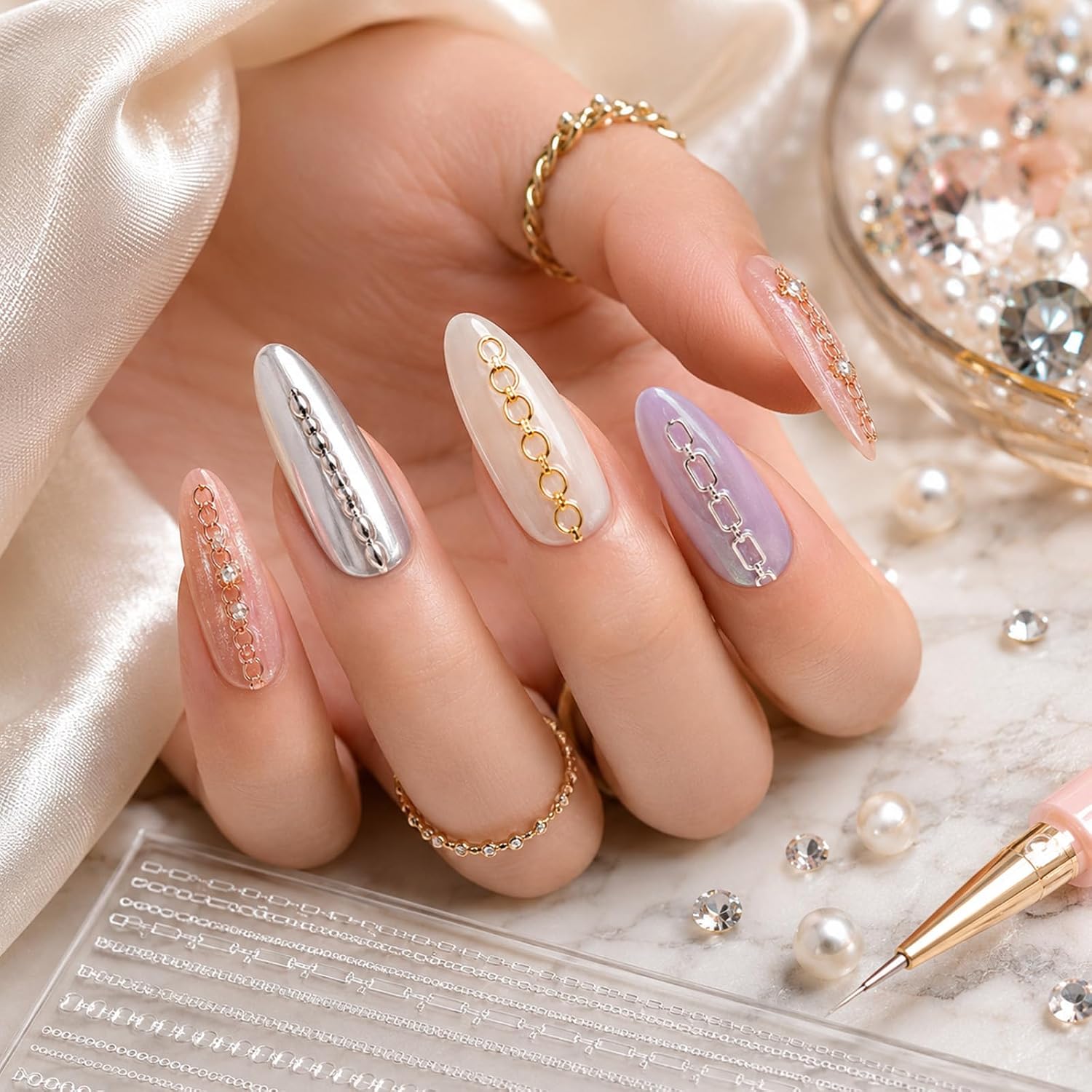 Chain Mold for Nails Multiple Shapes 3D Chain Nail Molds for Nail Art