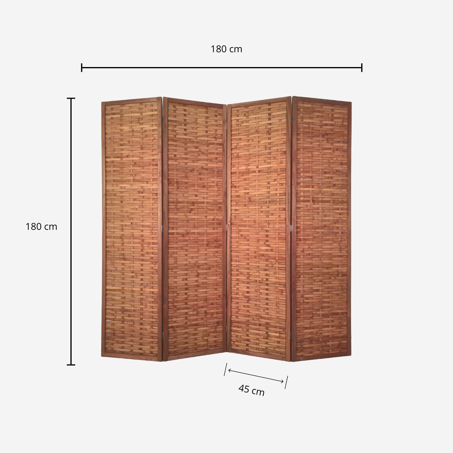 EME Biombo Rústico con 4 Paneles 180x180 cm Separador de Estancias y Ambientes Fabricado de Madera - Biombo con Estructura Plegable. Ideal para Decoración.