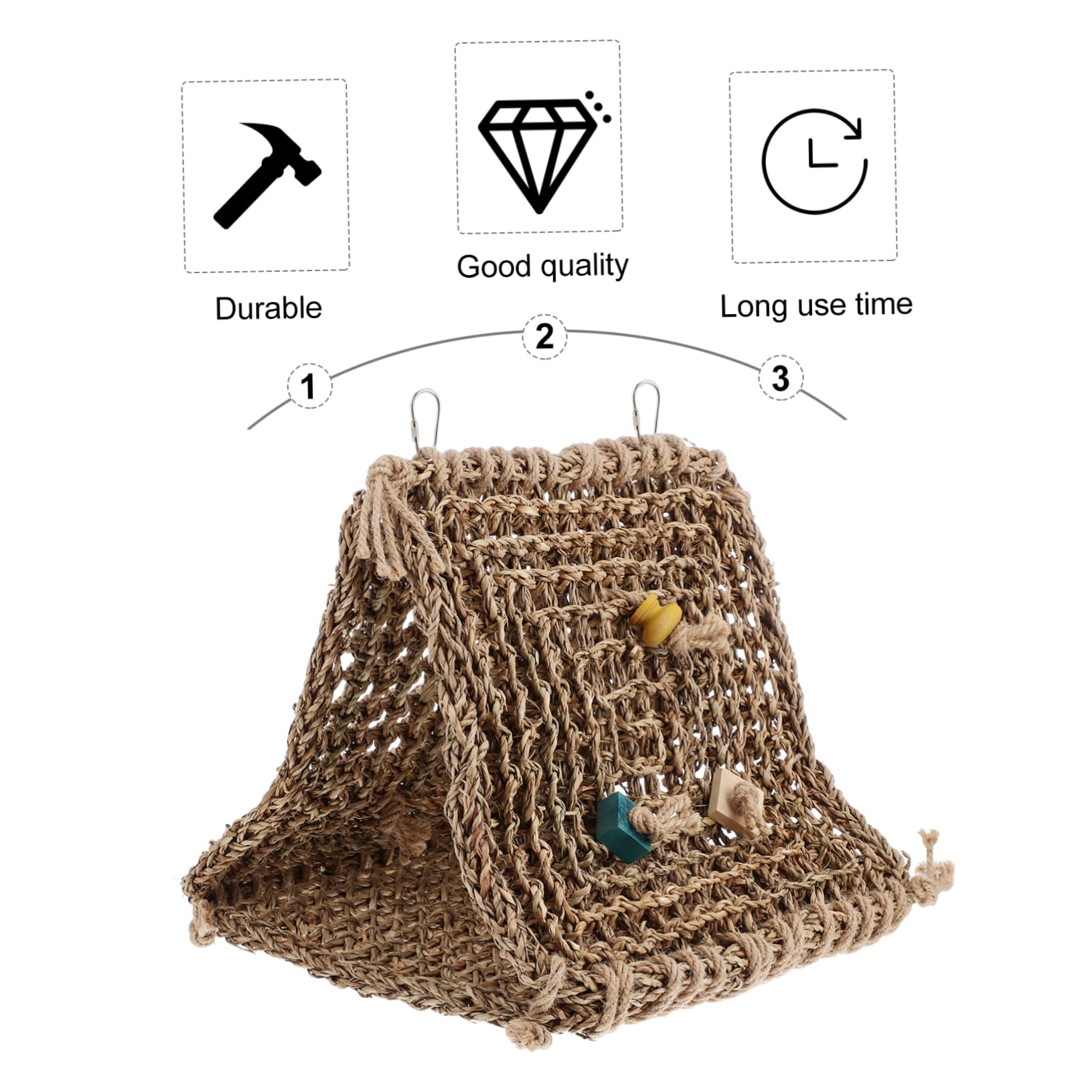 Rattan Papageienbett Nest mit Schnelltrocknendem Material und Hängendem Design Vogelschutz für Käfig Inklusive Zufälligem Zubehör für Vögel Zufälliger Stil