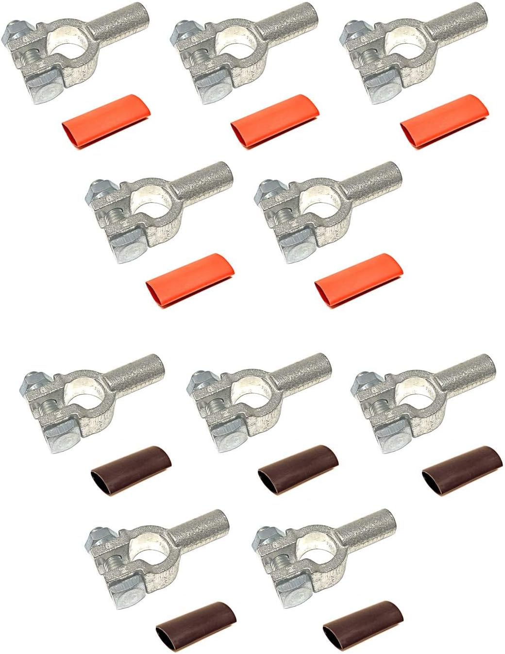 4/0 Gauge 4 Pairs Positive and Negative (+/-) Pure Copper Top Post Battery Cable Ends Terminal Connectors + Dual Wall Adhesive Heat Shrink Tubing - by WindyNation