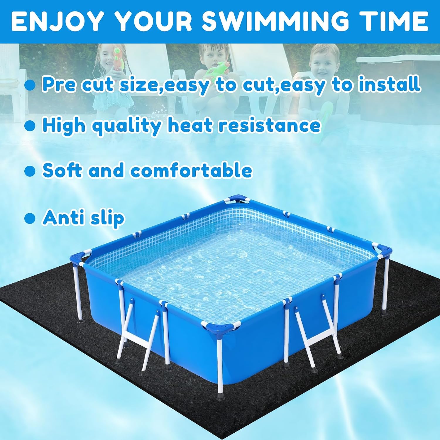 10x10FT Pool Liner Pad for Above Ground Pools, Heavy-Duty Pool Underlayment Pad,Under Pool Padding for Bottom, Prevents Punctures,Weed Barrier,Extends Liner Life