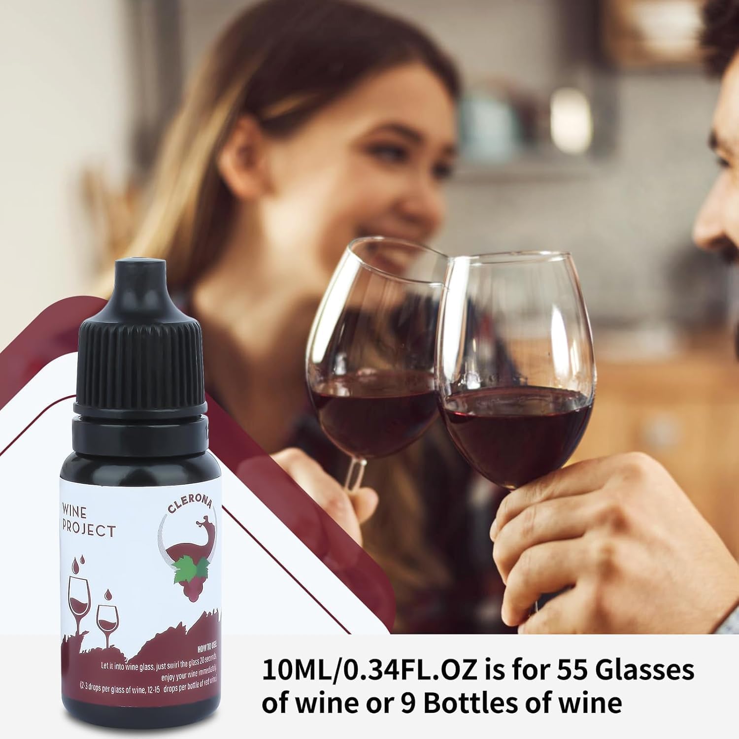 Wine Sulfite Remover Drops, Clerona Wine Filter Drops, Wine Filters for Histamines and Sulfite, the Wine Purifier, Naturally Eliminate Wine Sensitivities and Allergies, (Bottle of 4)