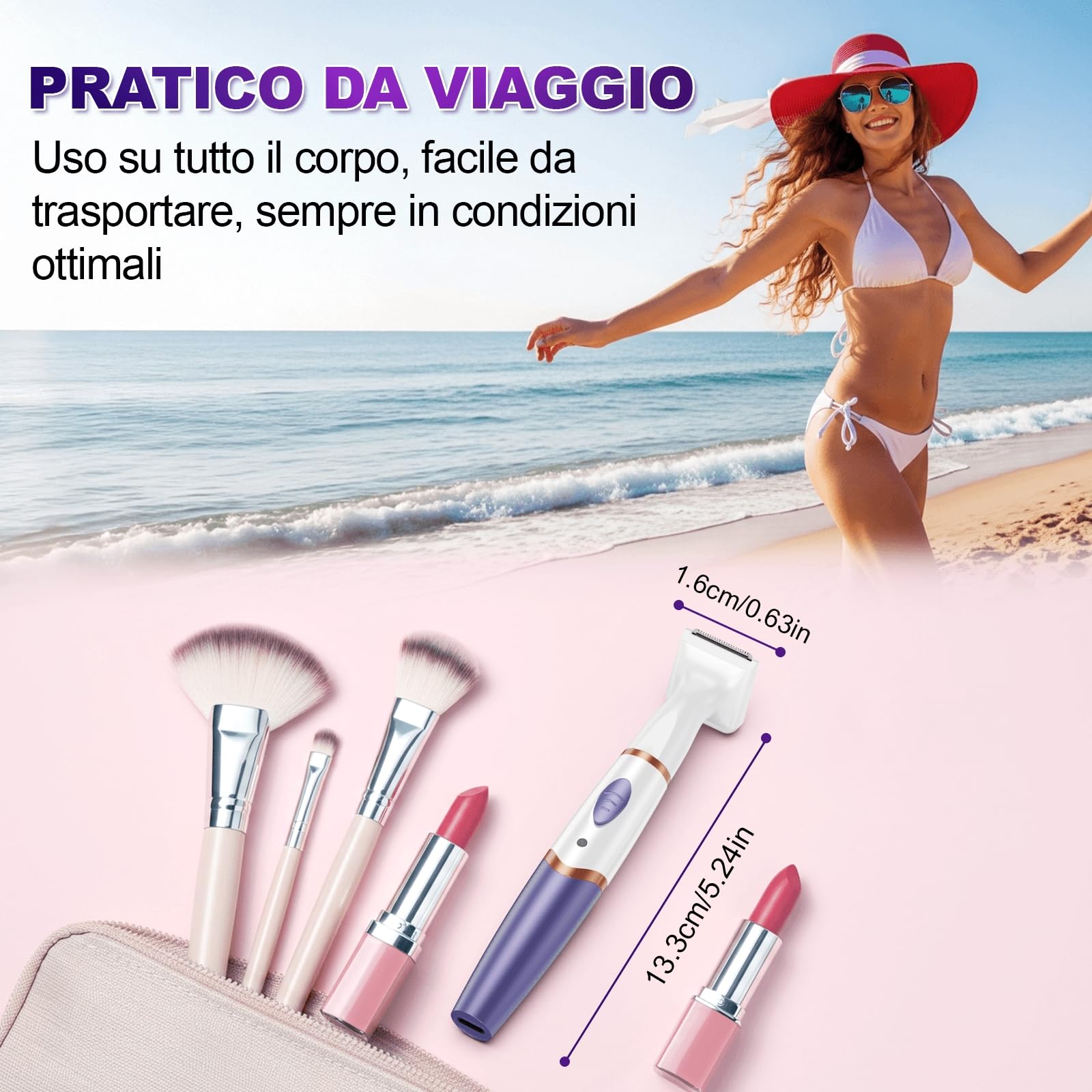 Rasoio Elettrico Donna, 4 in 1 Depilatore Corpo Donna Rasoio Parti Intime Depilatore Viso, Rasoio Intimo Rasoio Elettrico Corpo Epilatore Elettrico Capelli per Viso, Corpo