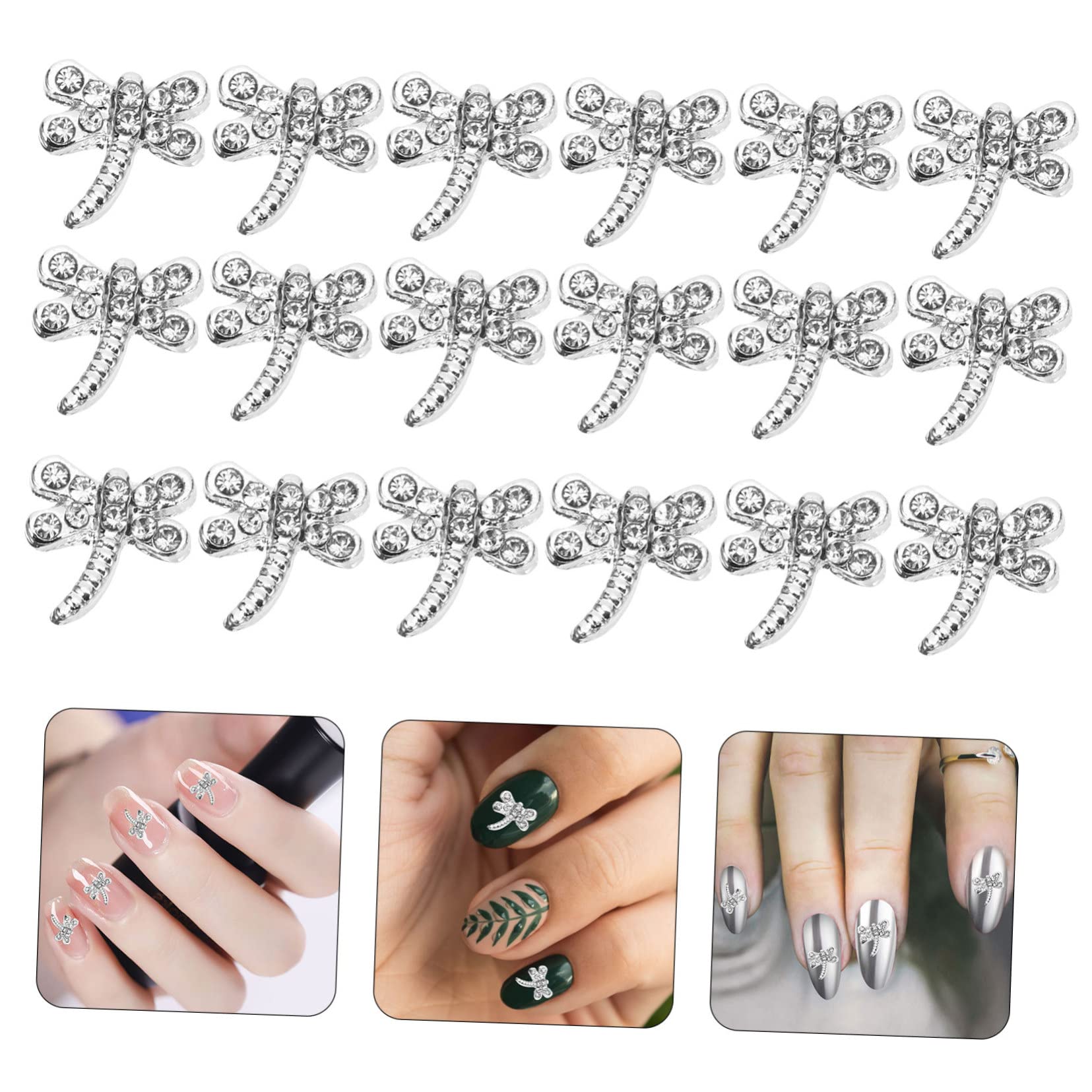 SHERCHPRY 5 Set Adesivi Per Manicure Di Gioielli in Lega Ciondoli Per Unghie Strass Decorazioni Unghie Gemme Per Unghie Per Nail Art Drago Di Undici Per Unghie Argento 20 Pezzi*5