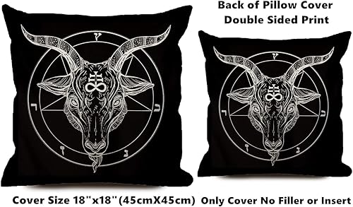 Miniatura 2 de KAKIGIJI Funda de almohada gótica de cabra de 18 x 18 pulgadas, diseño negro de doble cara, decoración del hogar para sofá, sala de estar, sofá,