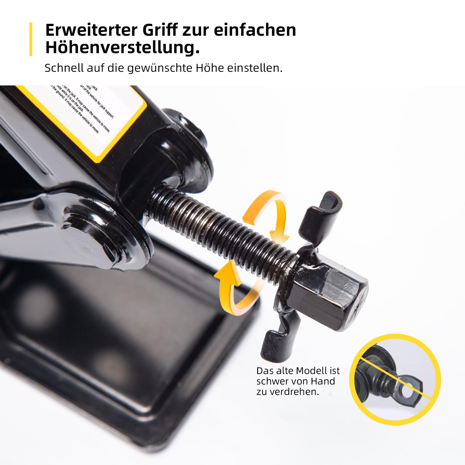 Wagenheber 1.8T, Scherenwagenheber mit Gummiauflage, für PKW SUV | Verdickte Stahlplatte | Echte Gummiauflage | 1.8T (1800 kg) | Arbeitssparende Ratsche | Für Reifenwechsel & Wartung