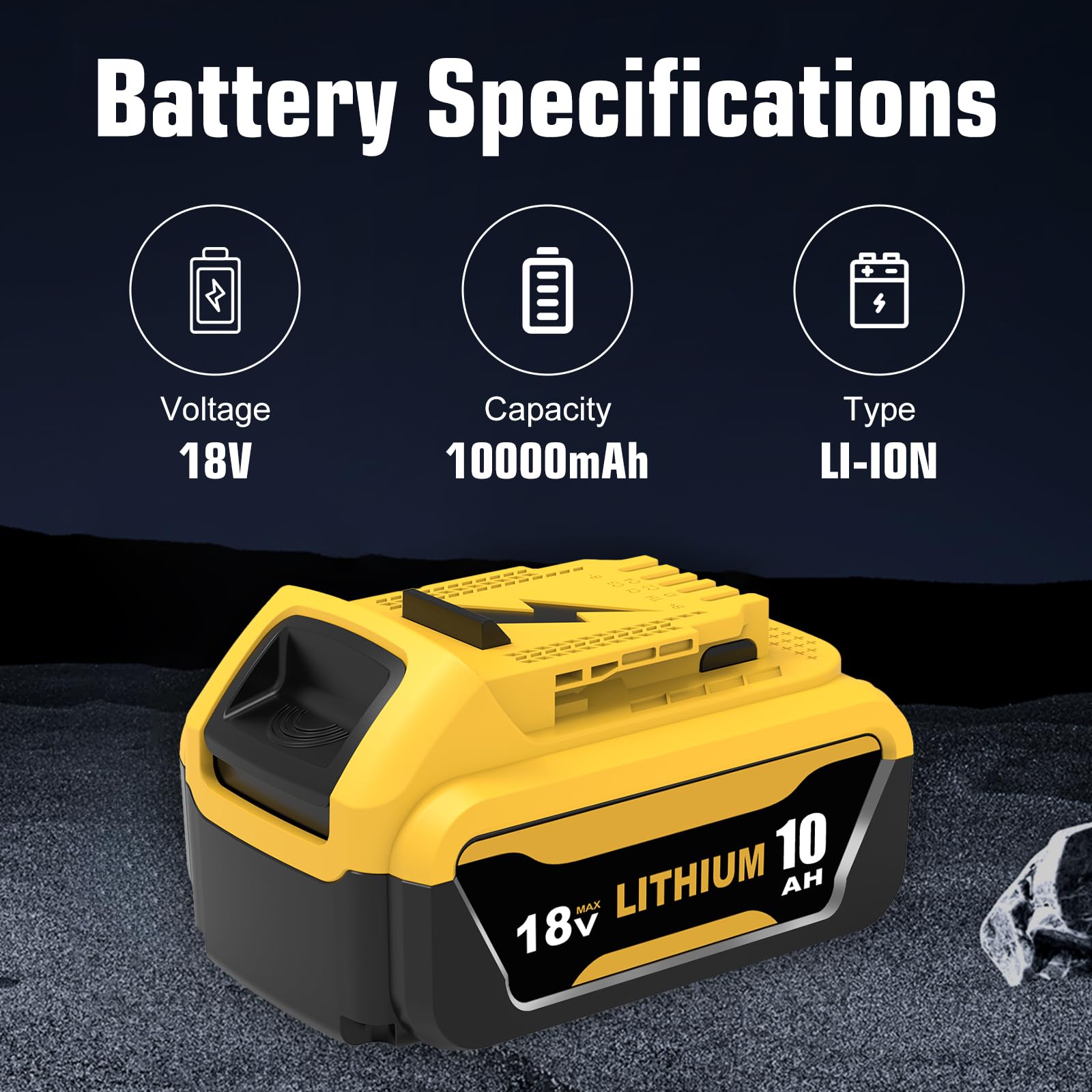 2 Pièces 10.0Ah/10000mAh Remplacement pour Dewalt Batterie 18V DCB184 DCB180 DCB181 DCB182 DCB200 DCB201 DCB204 DCB127 DCB112 DCB115 avec indicateur LED