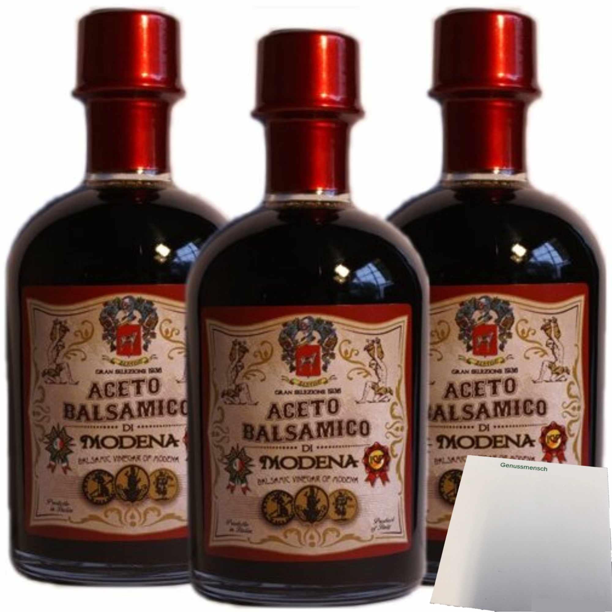 usy Bundle für Bertoni Aceto Balsamico di Modena IGP 3 Medallien 3er Pack (3x250ml Flasche) + usy Block